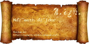 Németh Áldor névjegykártya